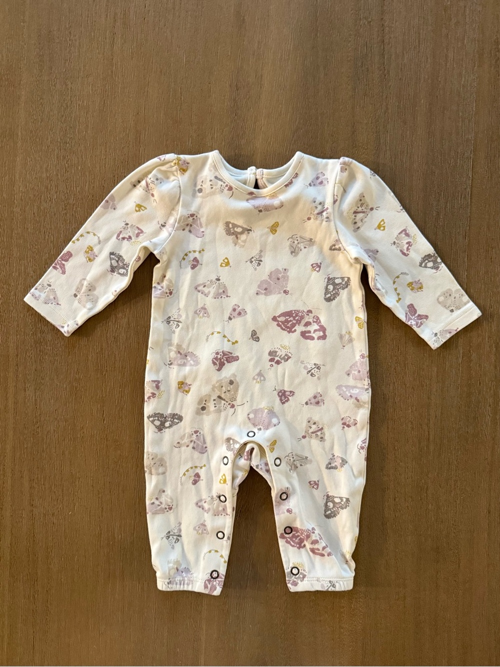 Pehr Baby Girl Organic Cotton Lilac Butterfly Print Long Sleeve Onesie 3-6 Month